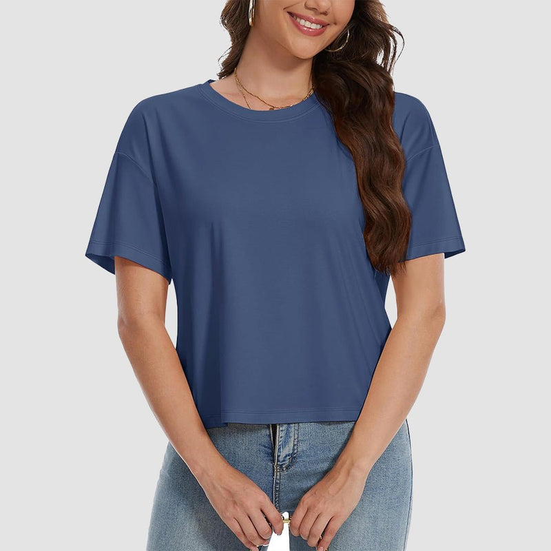 【New In】Women's Cotton UPF 50+ Summer Crop Top T-Shirt 10