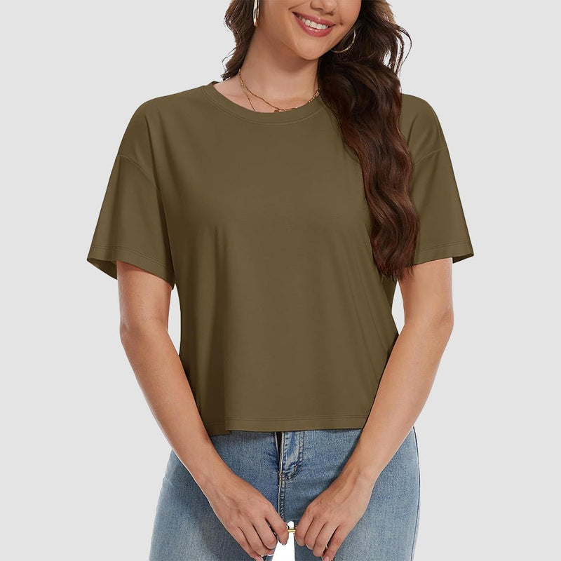 【New In】Women's Cotton UPF 50+ Summer Crop Top T-Shirt 11