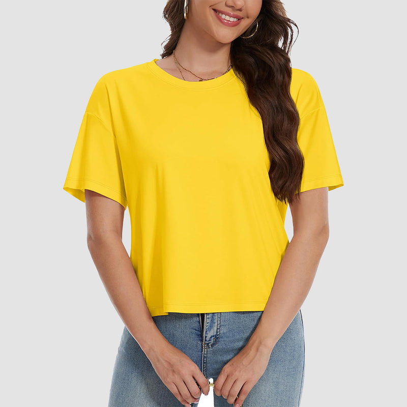 【New In】Women's Cotton UPF 50+ Summer Crop Top T-Shirt 12