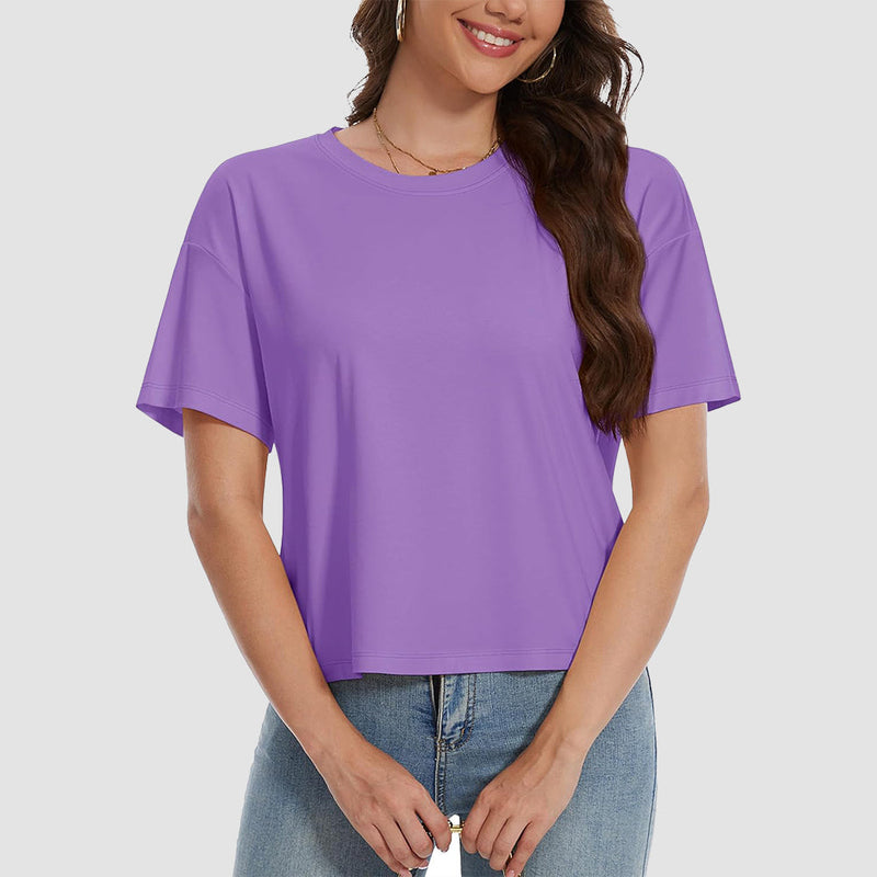 【New In】Women's Cotton UPF 50+ Summer Crop Top T-Shirt 16