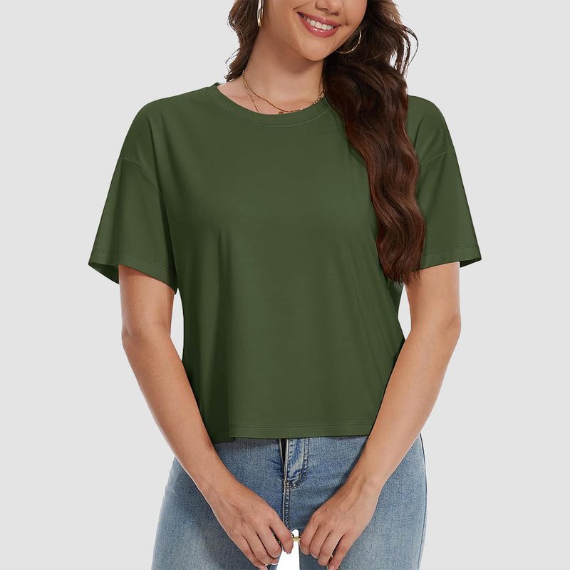 【New In】Women's Cotton UPF 50+ Summer Crop Top T-Shirt 4