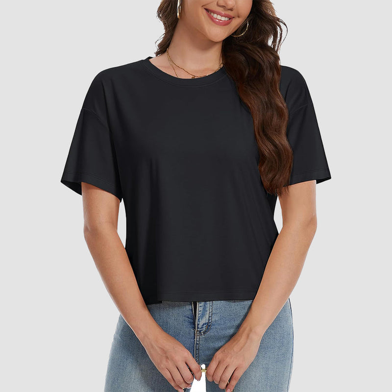 【New In】Women's Cotton UPF 50+ Summer Crop Top T-Shirt 8