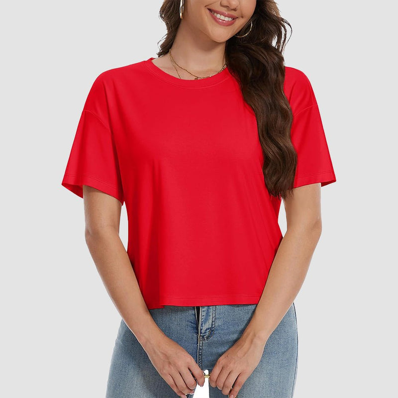 【New In】Women's Cotton UPF 50+ Summer Crop Top T-Shirt 9