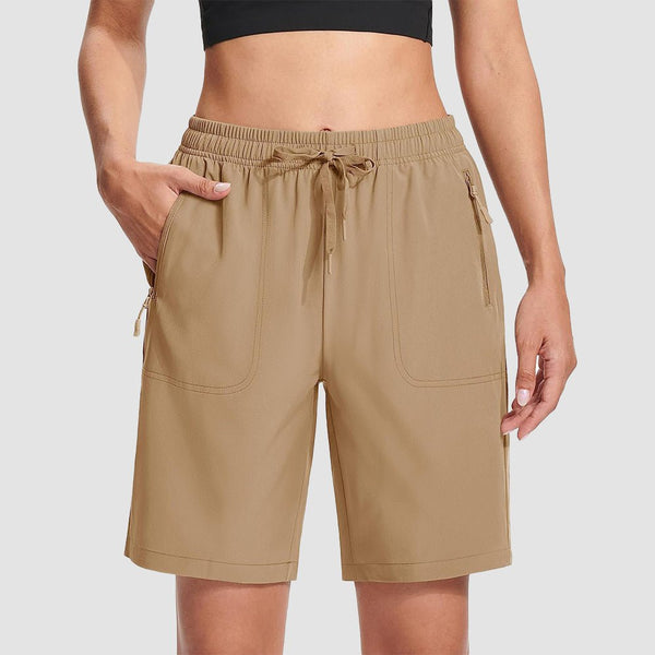 【New In】 Women’s 8 Inch Water‑Resistant Hiking Golf Shorts 3 Zipper Pockets 0