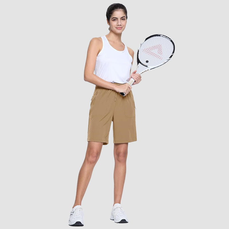 【New In】 Women’s 8 Inch Water‑Resistant Hiking Golf Shorts 3 Zipper Pockets 3