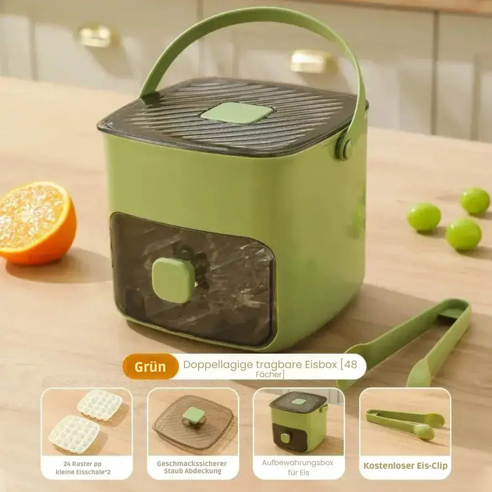 Optimized Product Title: **Eiswürfelbox mit Druckfunktion – 48 mühelos hergestellte, kleckerfreie Eiswürfel für perfekte Erfrischungen**