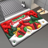 Christmas Themed Floor Mat – Santa Claus Non-Slip Rug