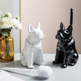 Ceramic Bulldog Toilet Brush Holder – Concealed Design, 16×35cm & White or Black