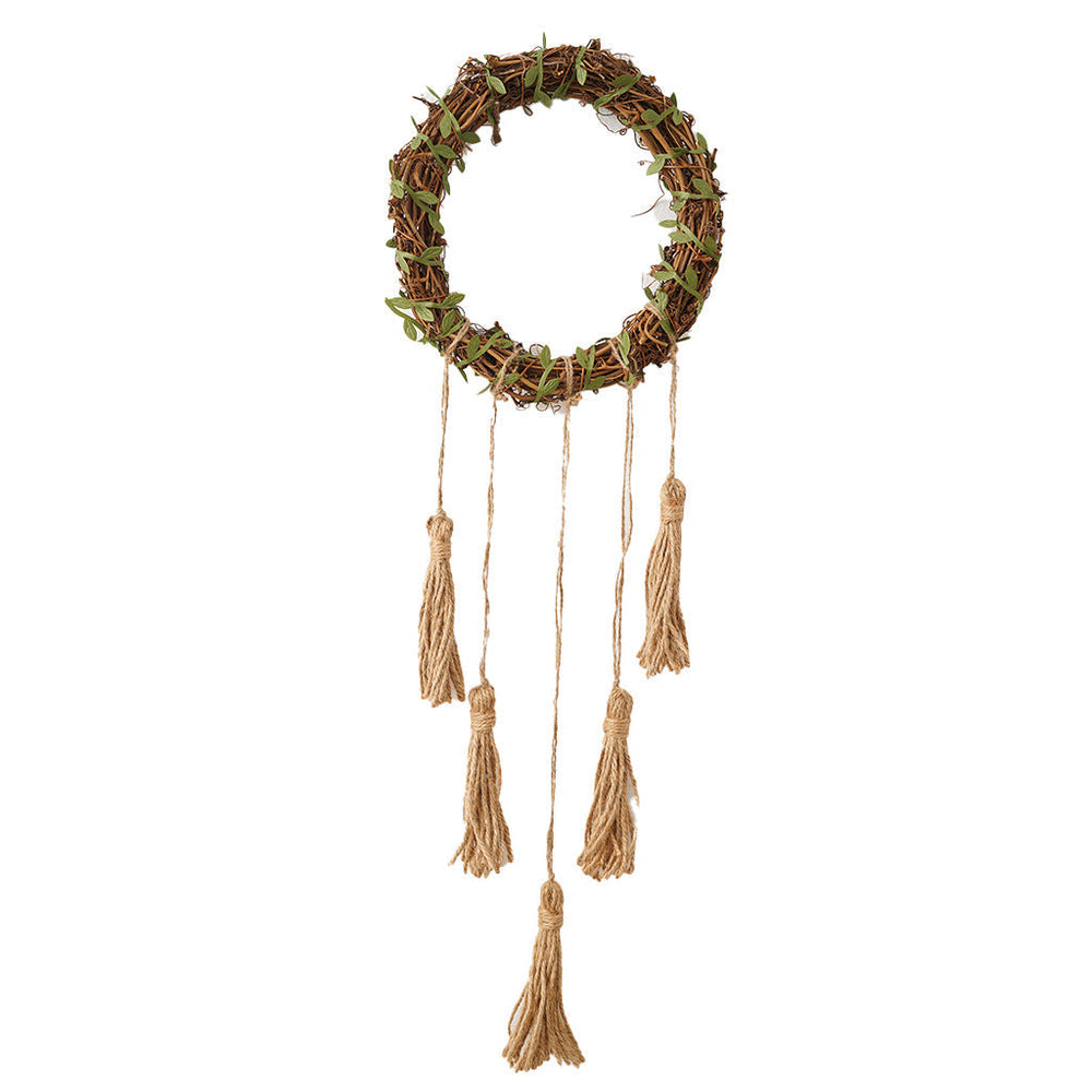 Decorative Christmas Wreath with Hanging Bells or Tassels – 9 x 26 in