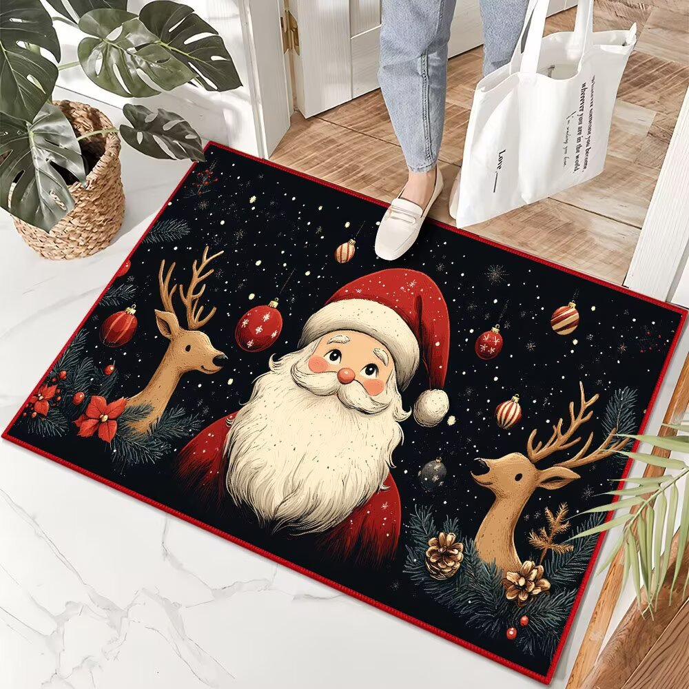 Christmas Decorative Floor Mat – Festive Non-Slip Entryway Rug