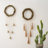 Decorative Christmas Wreath with Hanging Bells or Tassels – 9 x 26 in