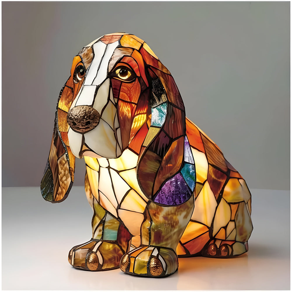 Stained Glass Table Lamp – Dog Design, Animal Decor & Ambient Lighting