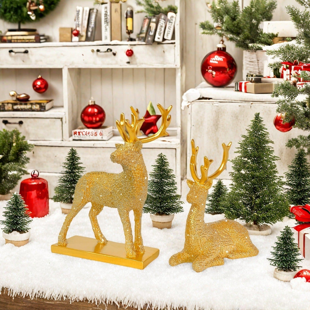 Glittering Reindeer Decorative Figure – Sparkling Christmas Deer
