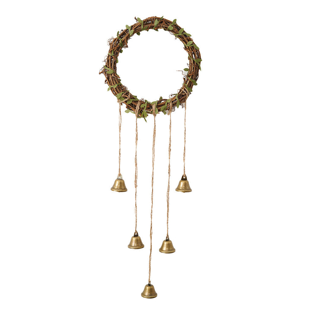 Decorative Christmas Wreath with Hanging Bells or Tassels – 9 x 26 in