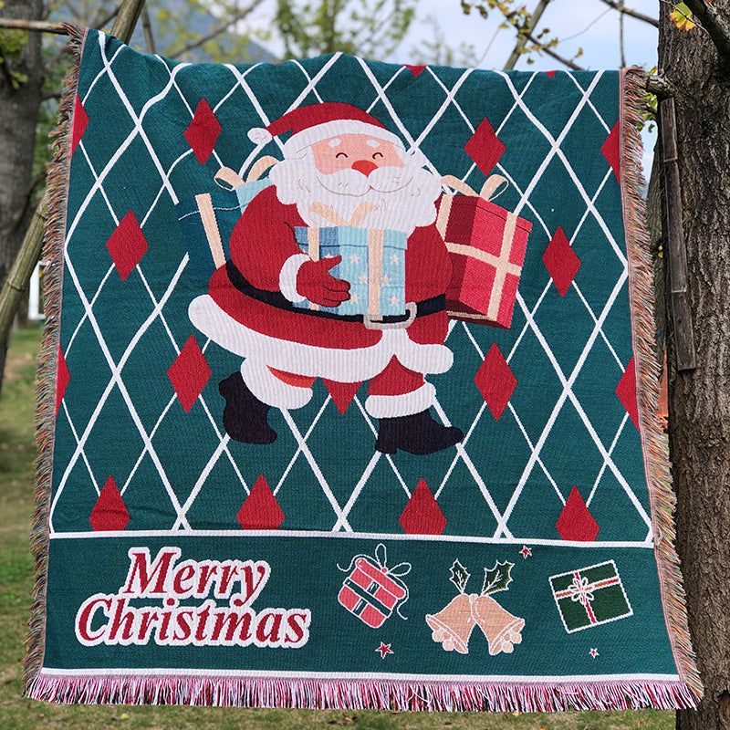 Festive Patterned Christmas Throw Blanket – Santa or Snowman, 51 x 63 in