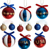 Americana Glitter Christmas Baubles Set of 12 – Red, White and Blue Ornaments