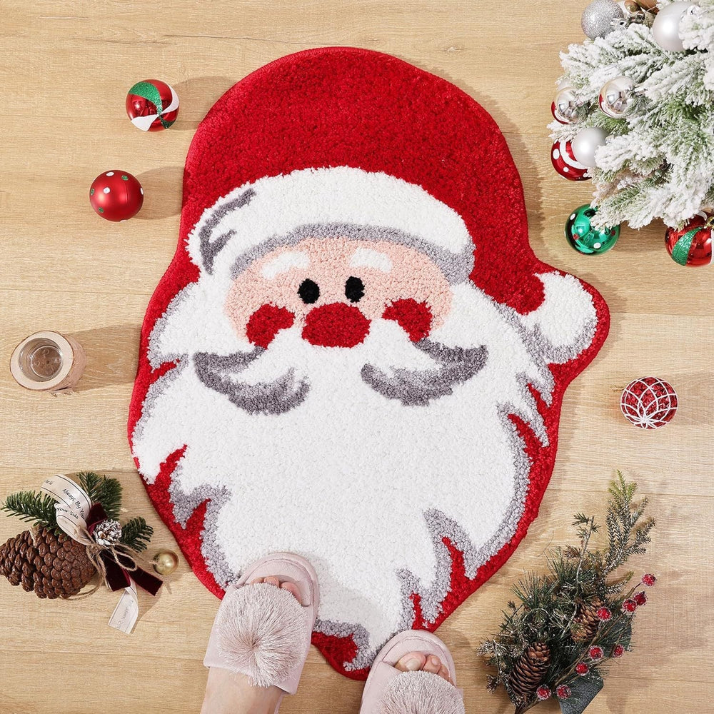 Christmas Plush Mat with Santa Motif – Soft Festive Rug