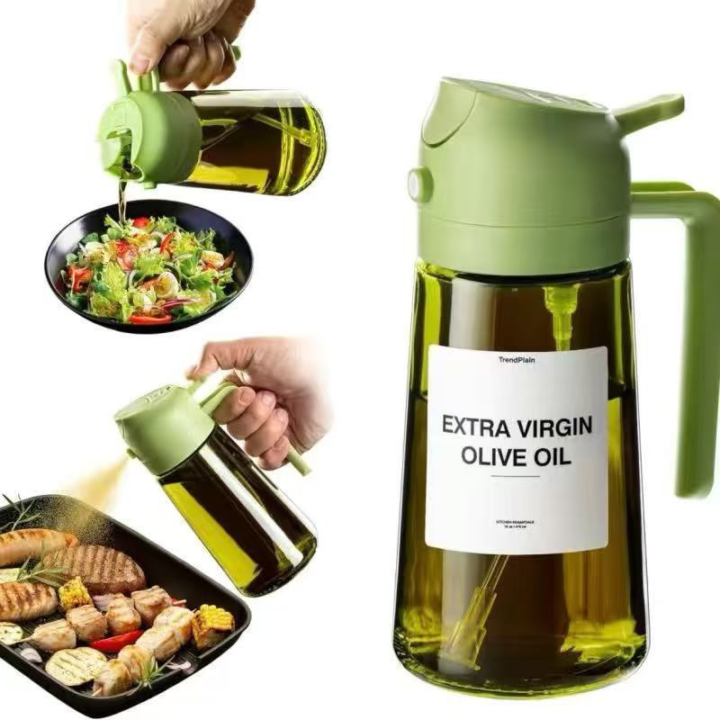 2-in-1 Glass Oil Sprayer – 470ml Spray & Pour, BPA-Free & Dishwasher Safe