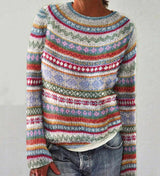 Vintage-Inspired Women's Knit Sweater - Retro Style Pullover for Cozy Fashion