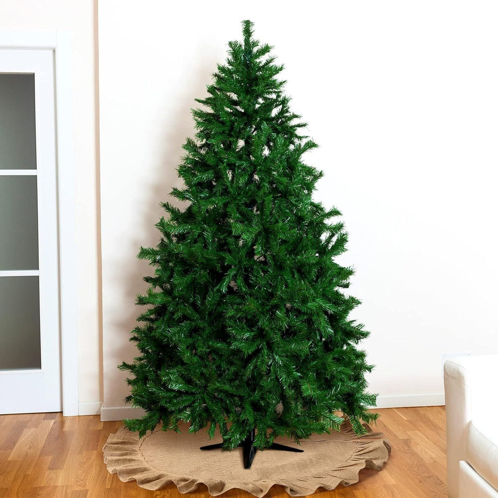 Rustic Ruffled Christmas Tree Skirt – Beige Farmhouse Tree Base Cover