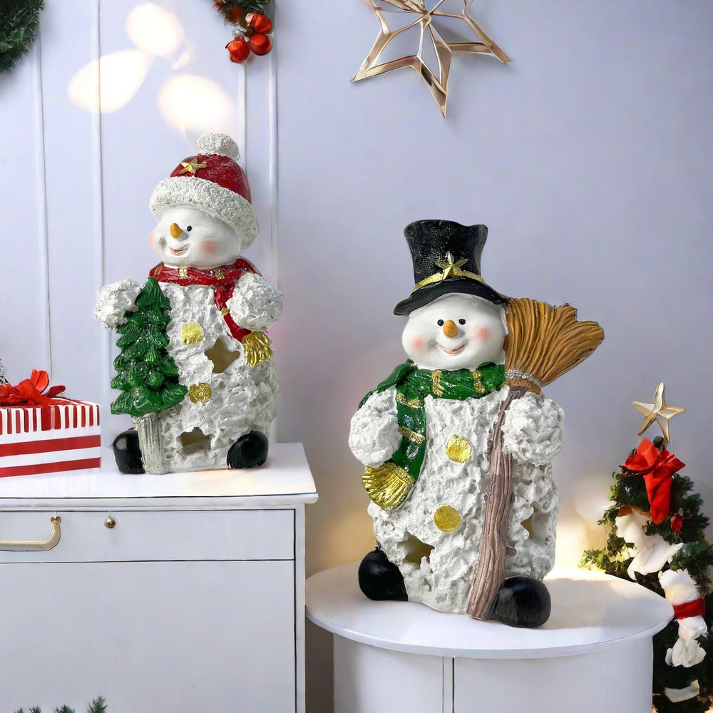 Decorative Snowman Sculpture – Festive Winter Figurine