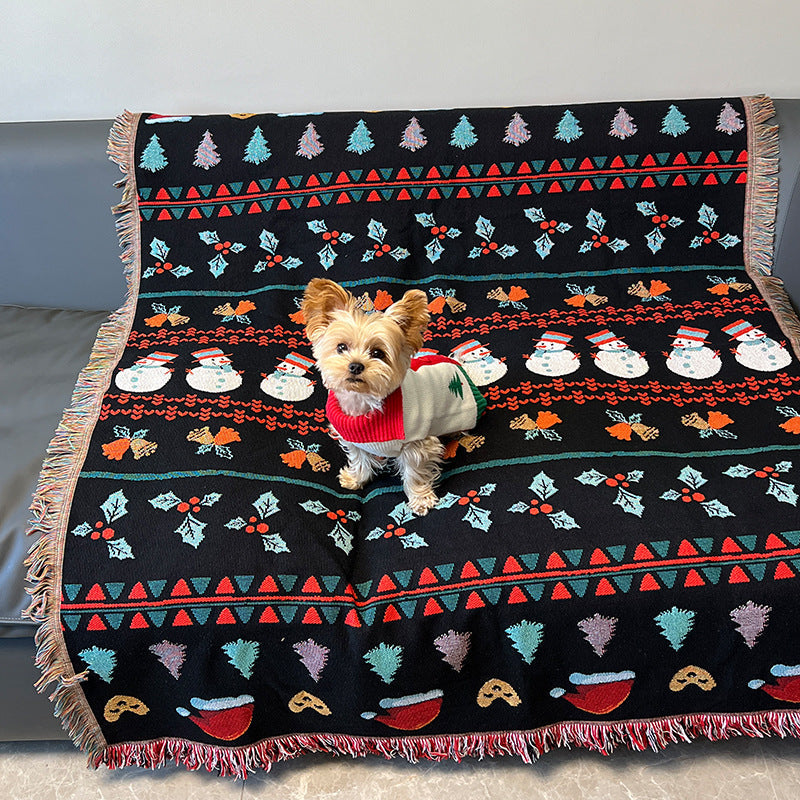 Festive Patterned Christmas Throw Blanket – Santa or Snowman, 51 x 63 in