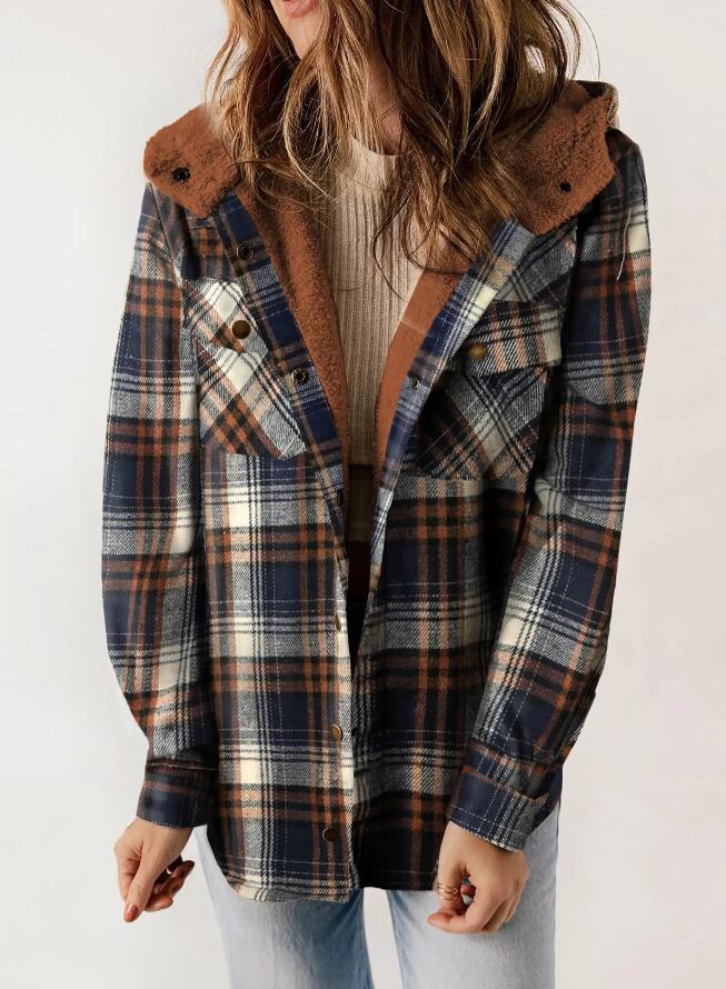 **AMELIA™ Damen Kapuzen-Plaid Flanelljacke – Perfekt für Herbst & Winter, Bequem & Stylisch**