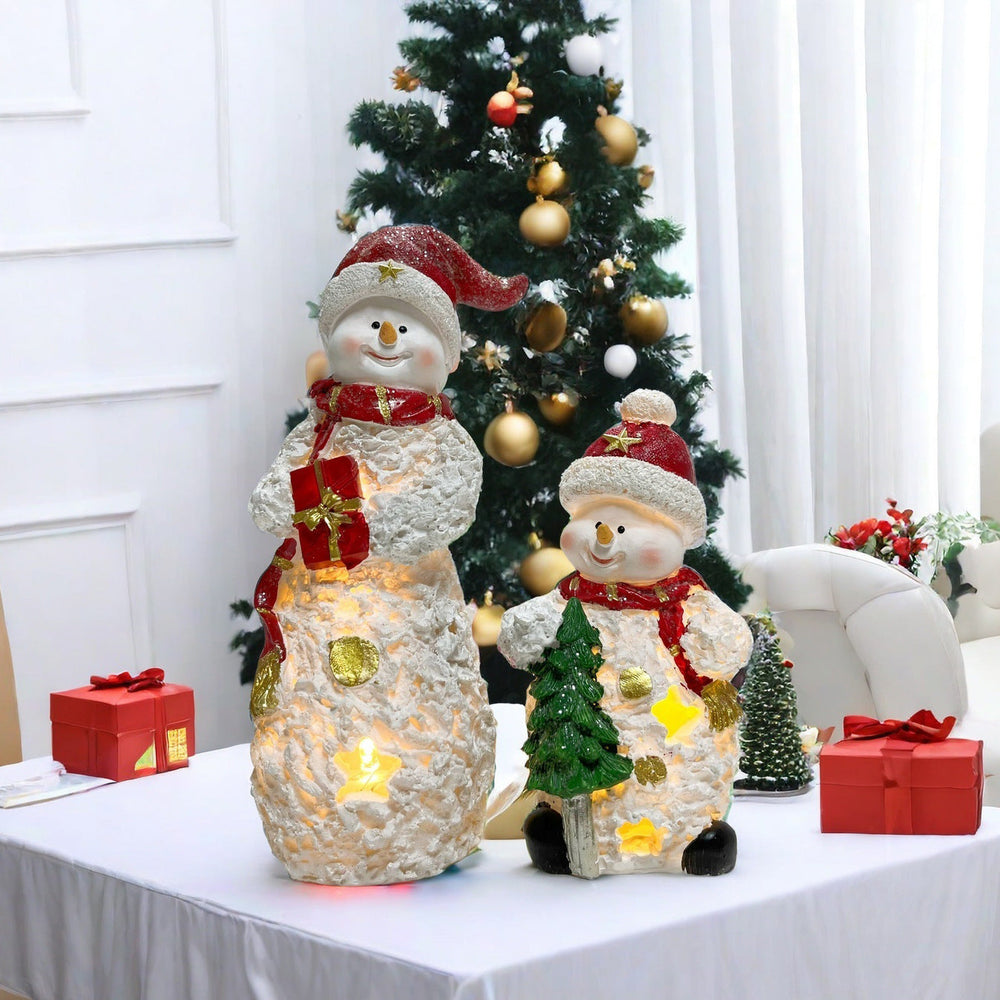 Decorative Snowman Sculpture – Festive Winter Figurine