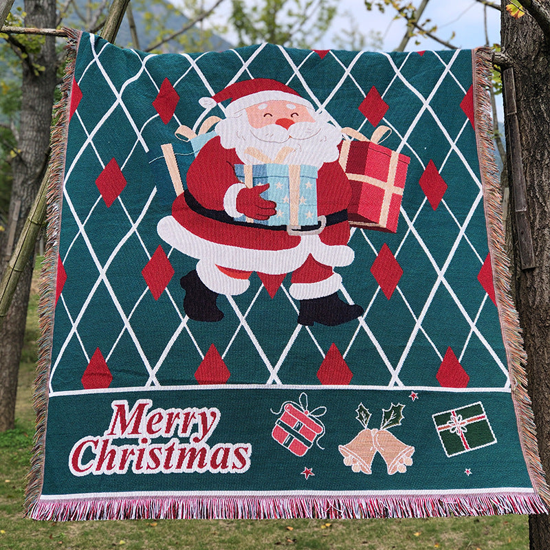 Festive Patterned Christmas Throw Blanket – Santa or Snowman, 51 x 63 in