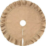 Rustic Ruffled Christmas Tree Skirt – Beige Farmhouse Tree Base Cover