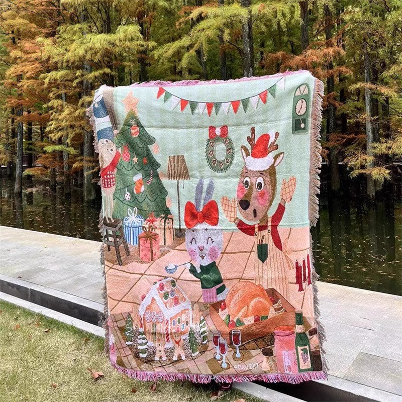 Festive Holiday Throw Blanket – Soft Christmas Sofa Blanket, 51 x 63 in