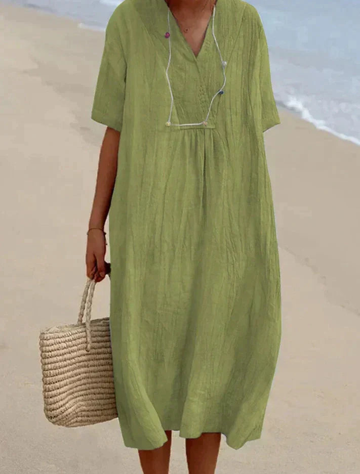 Aria Cotton-Linen Summer Dress