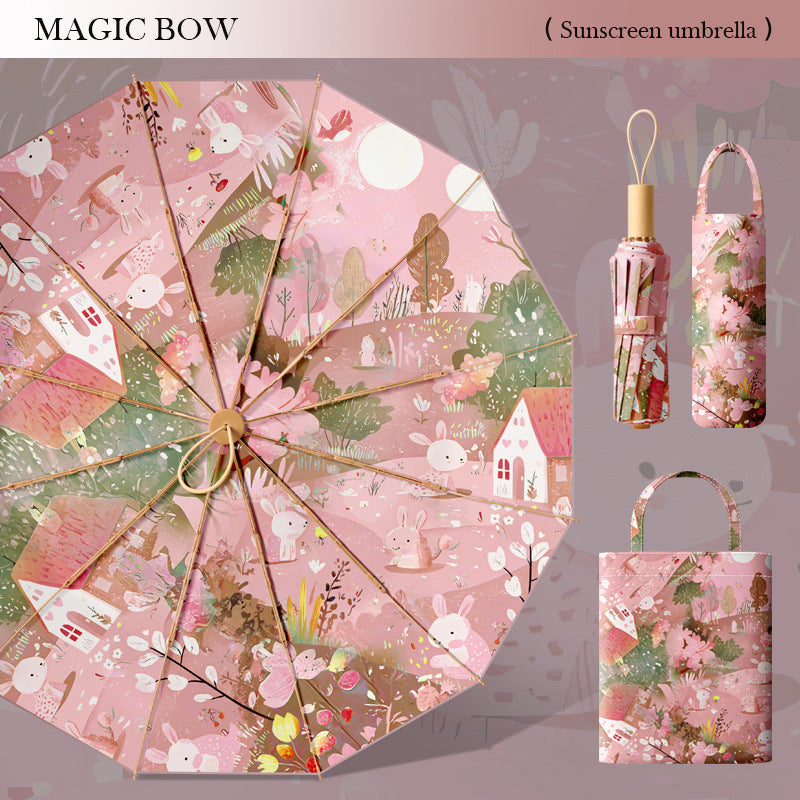 Ladies sun protection umbrella with elegant floral design Kalsten