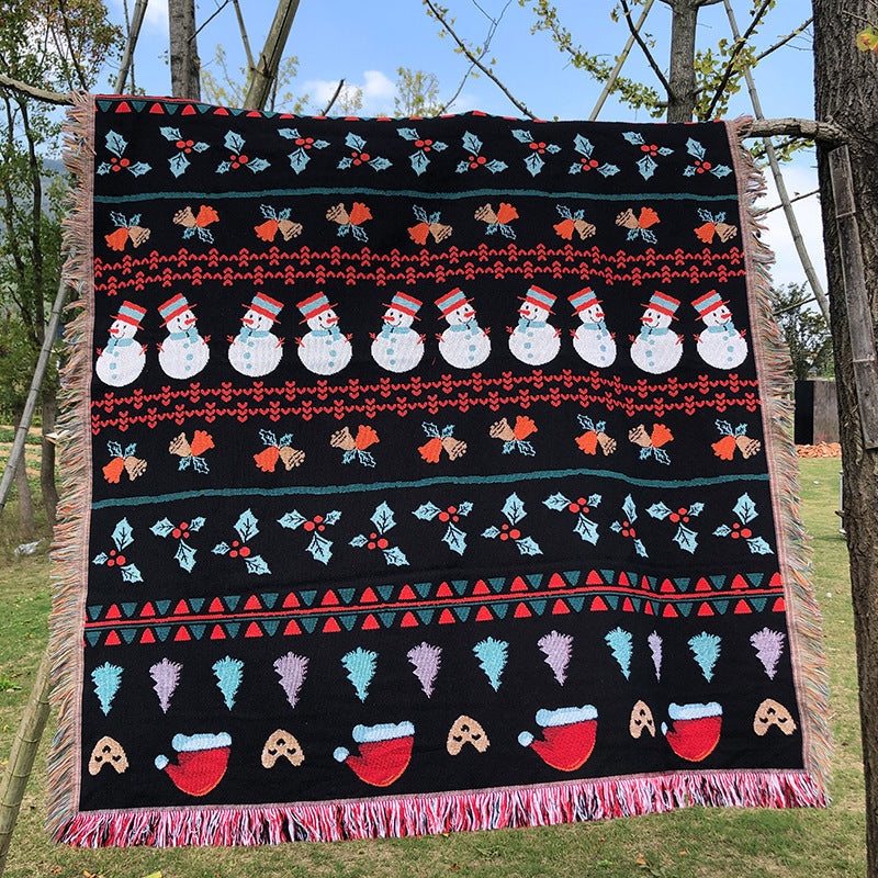 Festive Patterned Christmas Throw Blanket – Santa or Snowman, 51 x 63 in
