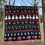 Festive Patterned Christmas Throw Blanket – Santa or Snowman, 51 x 63 in