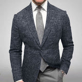 Men's Business Woven Blazer with Notched Lapels and Two-Button Front