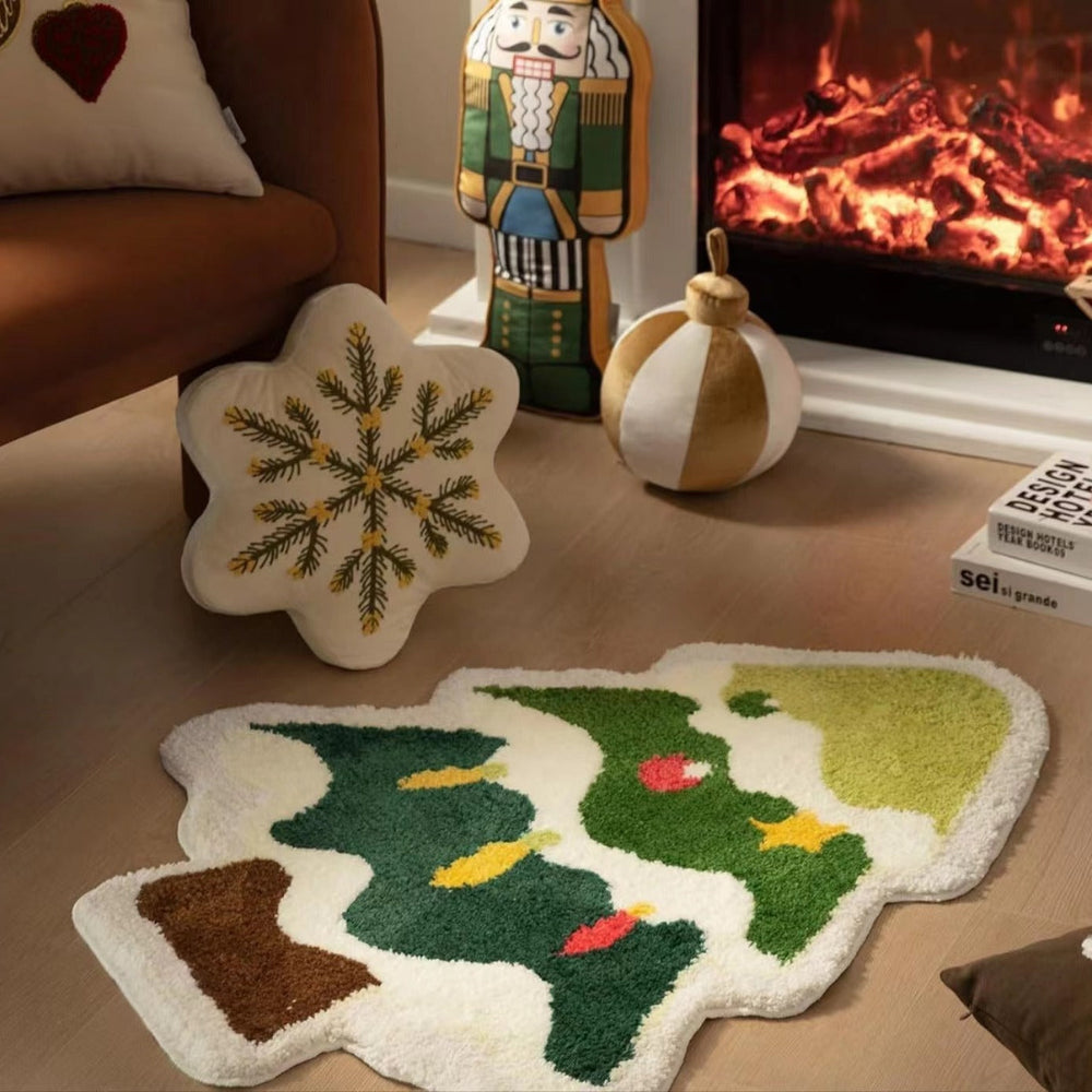 Christmas Plush Mat with Santa Motif – Soft Festive Rug
