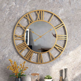 Vintage Wall Clock – 39cm Aluminum Frame, Mirror Accents & Silent Quartz Movement