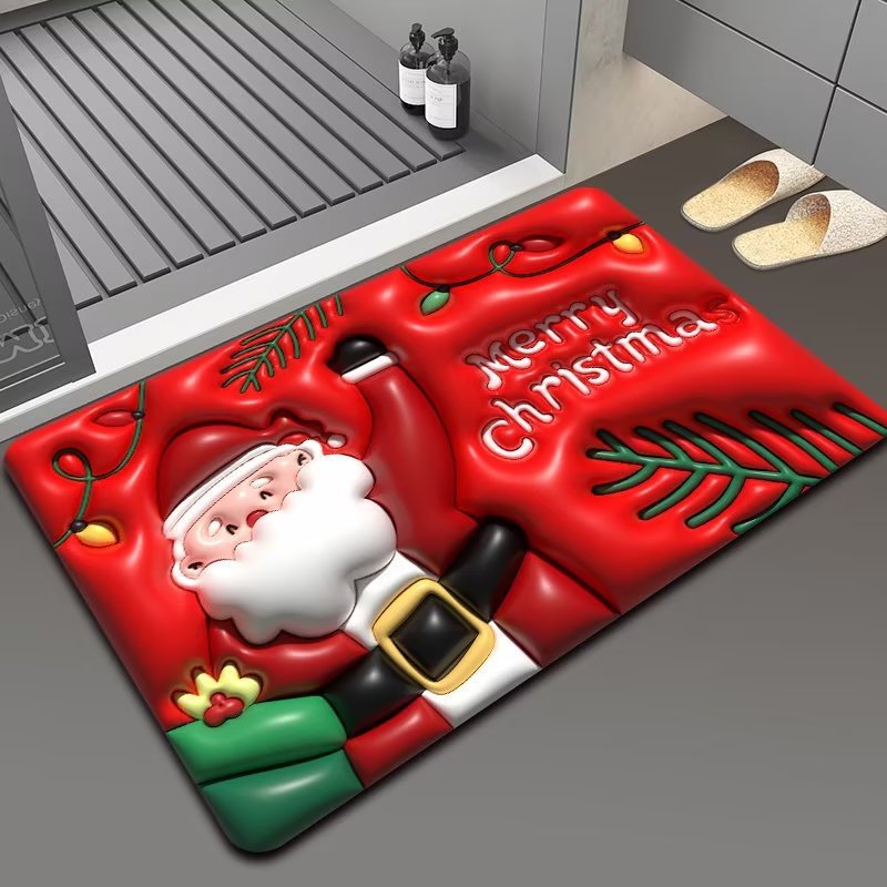 Christmas Themed Floor Mat – Santa Claus Non-Slip Rug