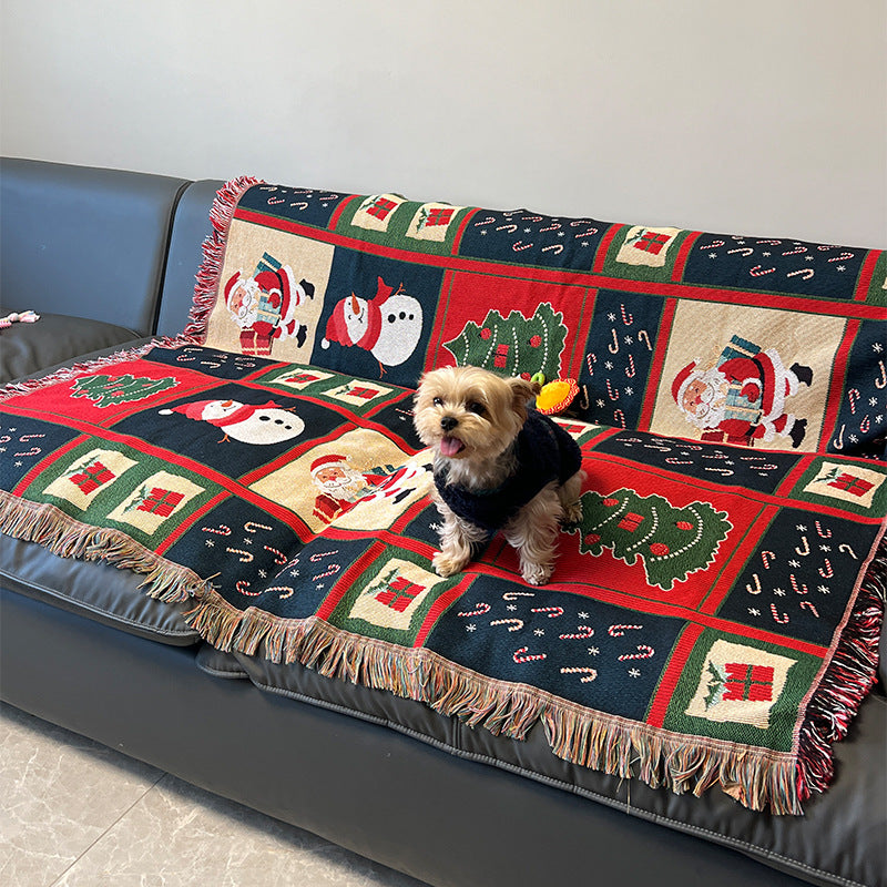Festive Patterned Christmas Throw Blanket – Santa or Snowman, 51 x 63 in