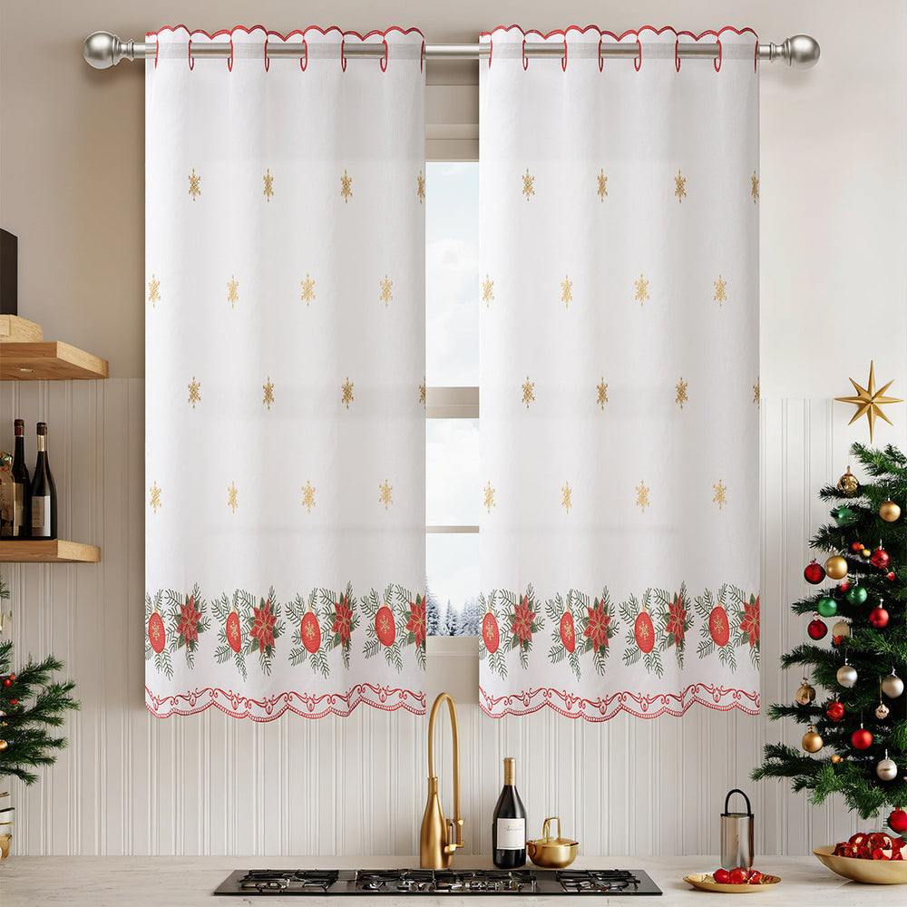 Festive Christmas Window Curtains – Decorative Holiday Curtain Panels
