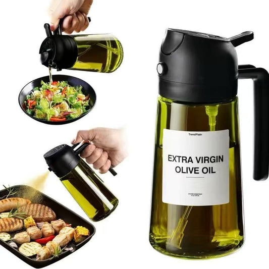 2-in-1 Glass Oil Sprayer – 470ml Spray & Pour, BPA-Free & Dishwasher Safe