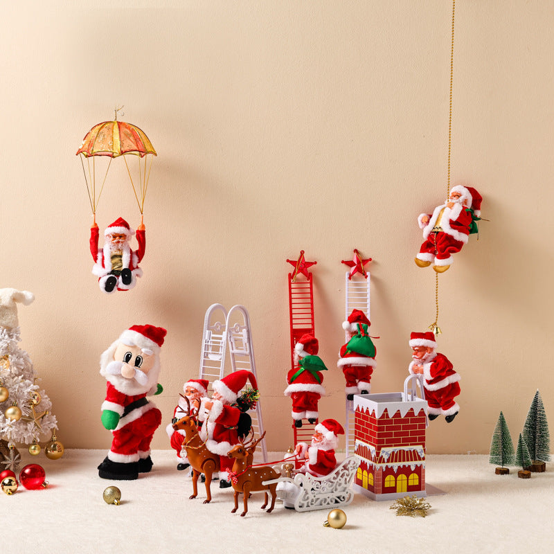 Animated Parachuting Santa Hanging Ornament – Motion Christmas Figures