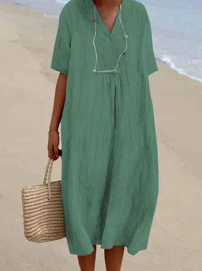 Aria Cotton-Linen Summer Dress