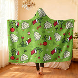 Festive Hooded Christmas Blanket – Wearable Holiday Fleece, 150 x 100 cm