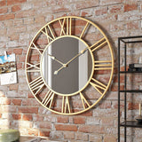 Vintage Wall Clock – 39cm Aluminum Frame, Mirror Accents & Silent Quartz Movement