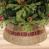 Decorative Wicker Christmas Tree Stand Cover – Rustic Woven Tree Collar