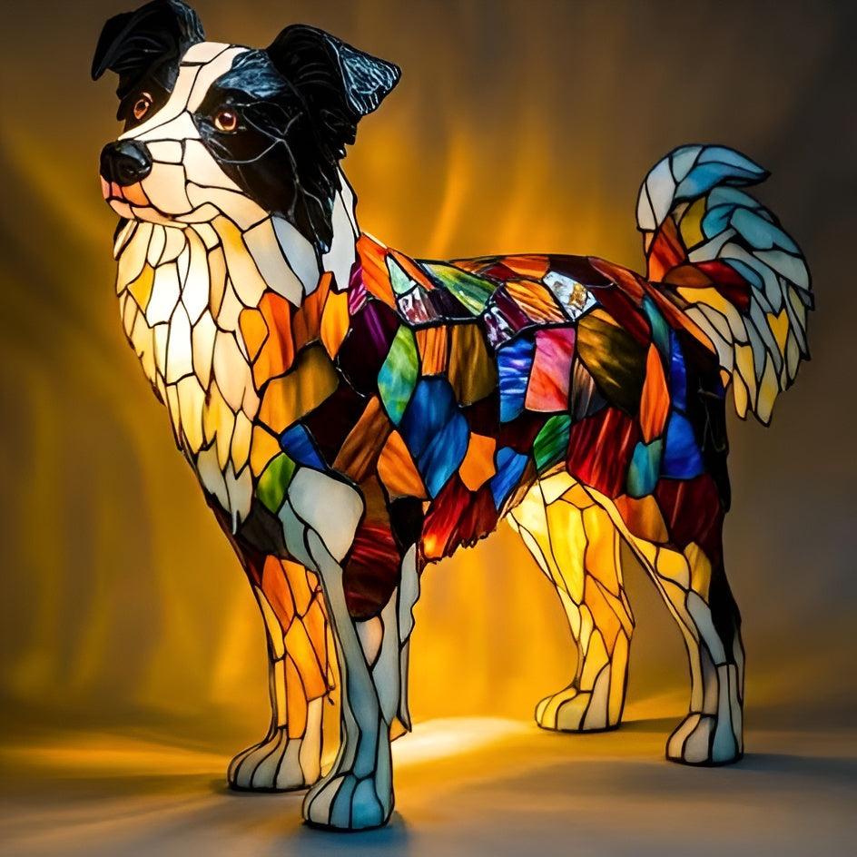 Stained Glass Table Lamp – Dog Design, Animal Decor & Ambient Lighting