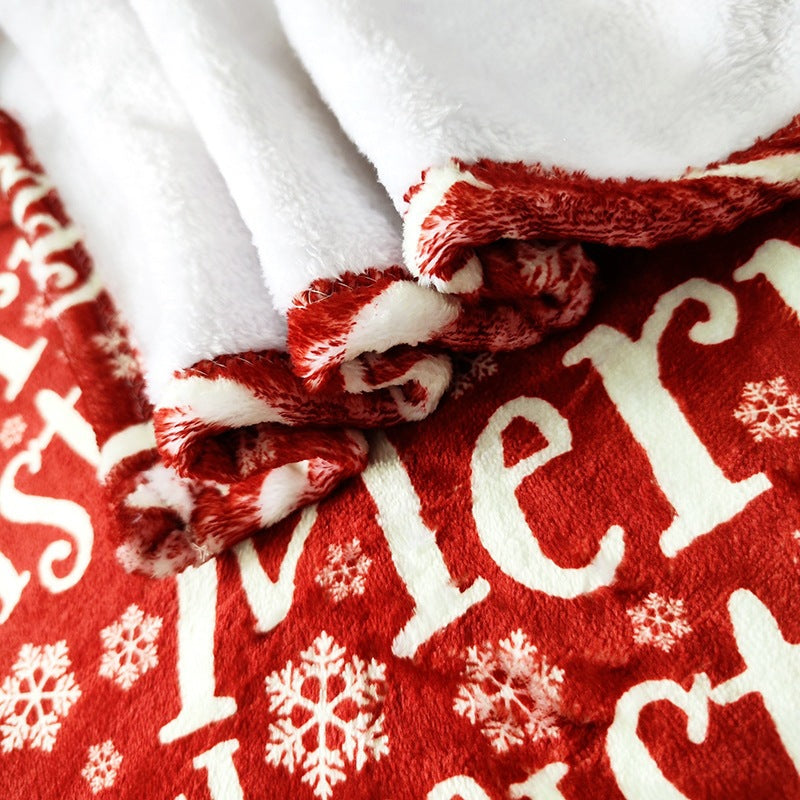 Plush Fleece Christmas Blanket – Festive Holiday Print, 120 x 150 cm
