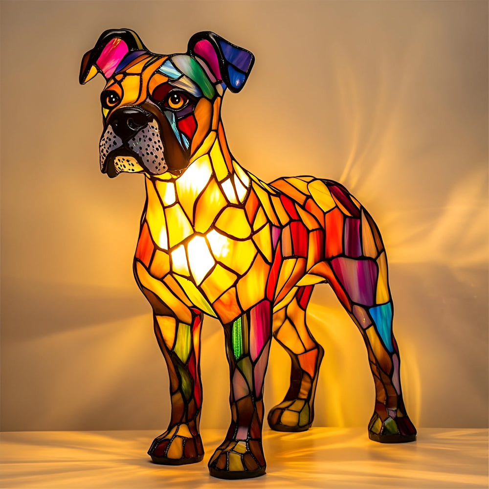 Stained Glass Table Lamp – Dog Design, Animal Decor & Ambient Lighting
